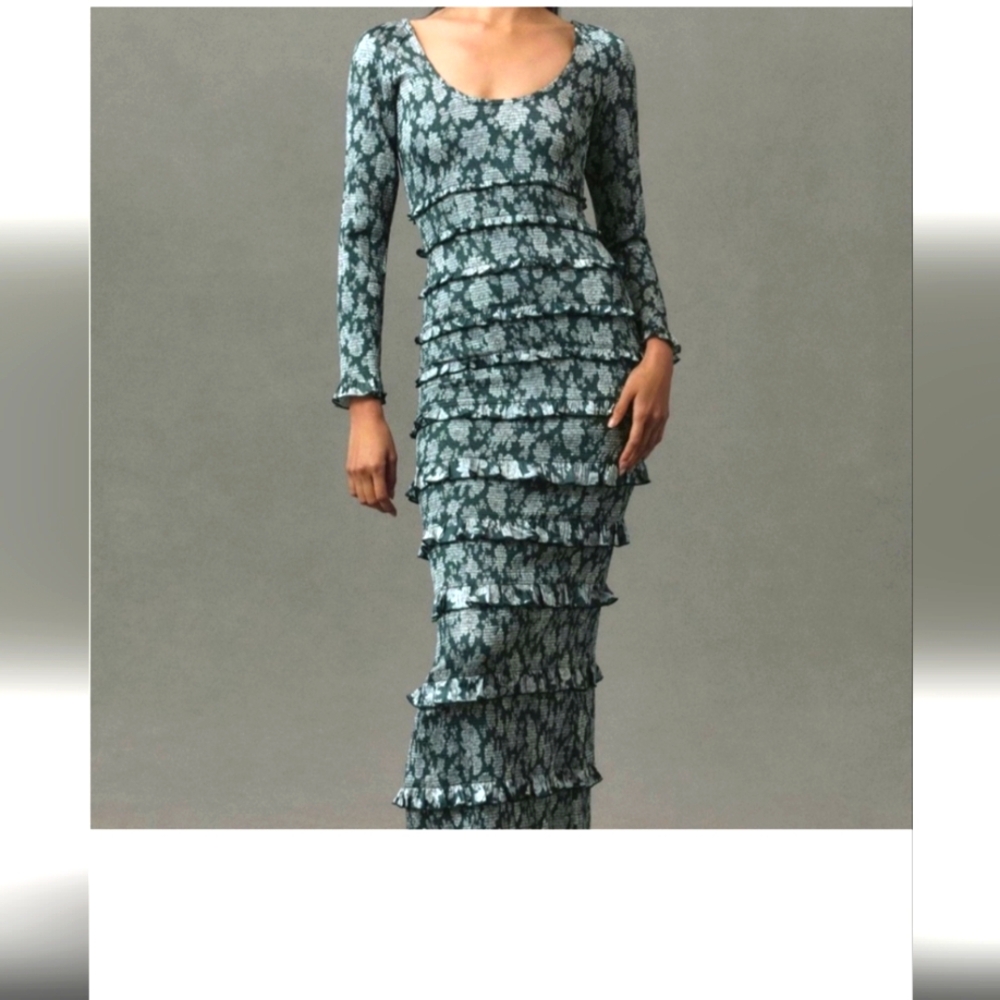 V. Chapman Floral Lanie Dress, NWT. Green and white